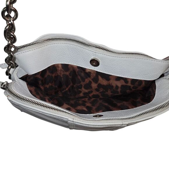 B. Makowsky Vintage White Pebble  Leather Shoulder Bag Purse - Picture 3 of 16